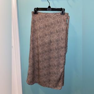 URBAN Romantics Leopard Print Midi Wrap Skirt Animal Print, Tan & Black, Large